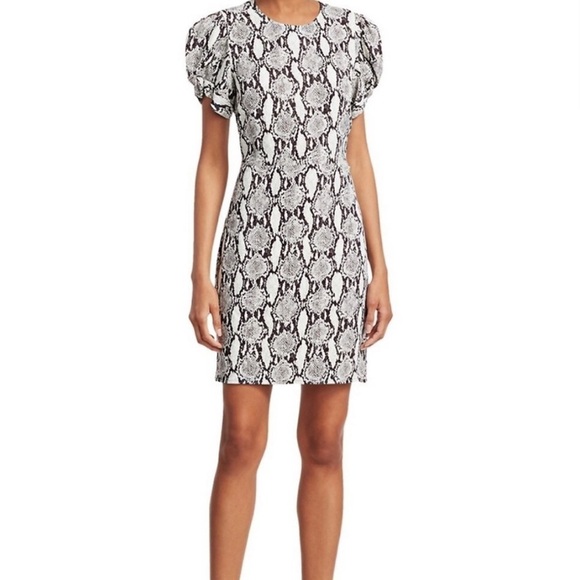 A.L.C. Brinley Snake Printed Short Sleeve Puff Mini Dress Casual Cocktail Party - Picture 1 of 7